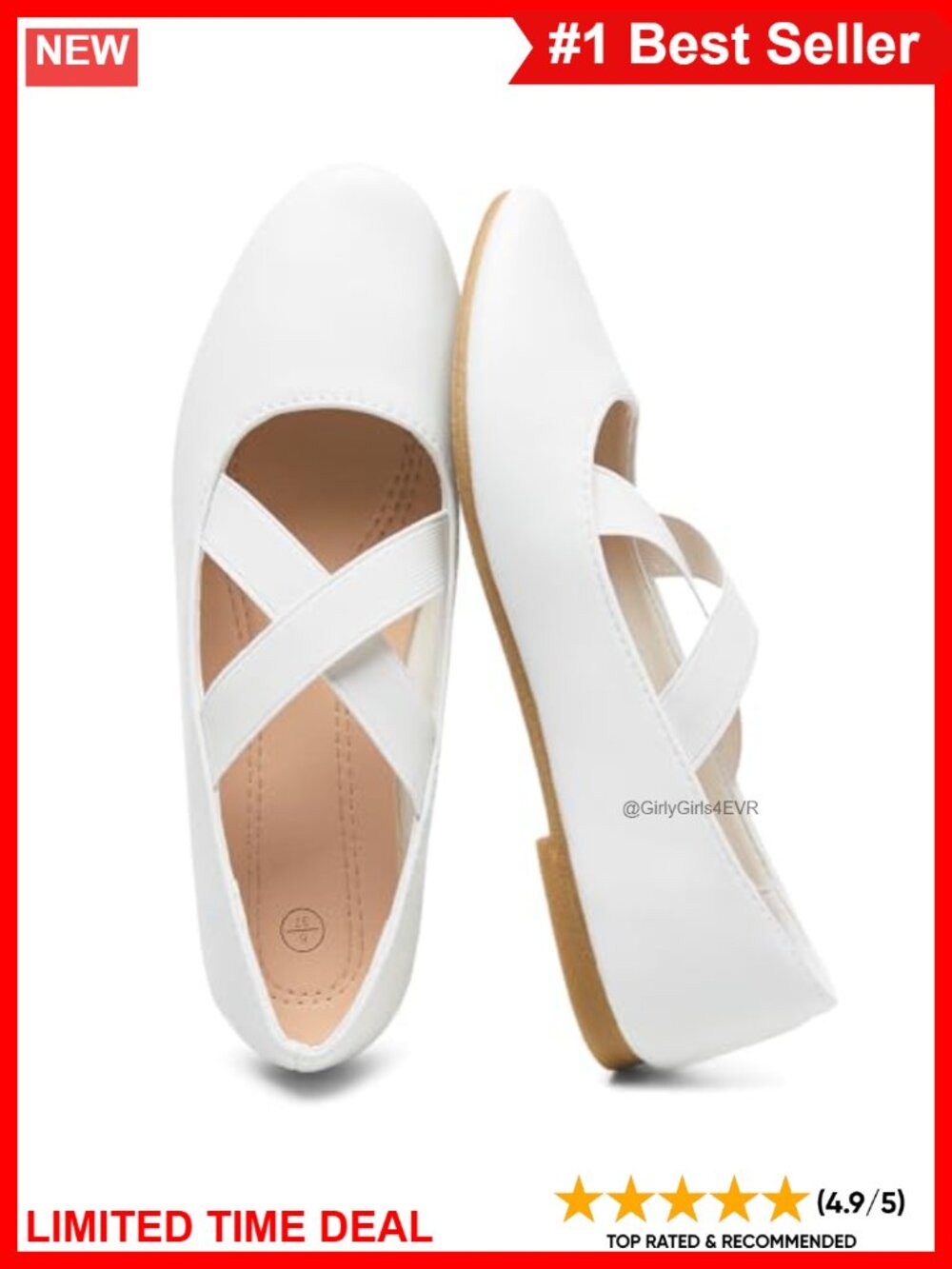 Women's Faux Leather Ballet Mary Jane Flats Criss Cross Elastic Strap